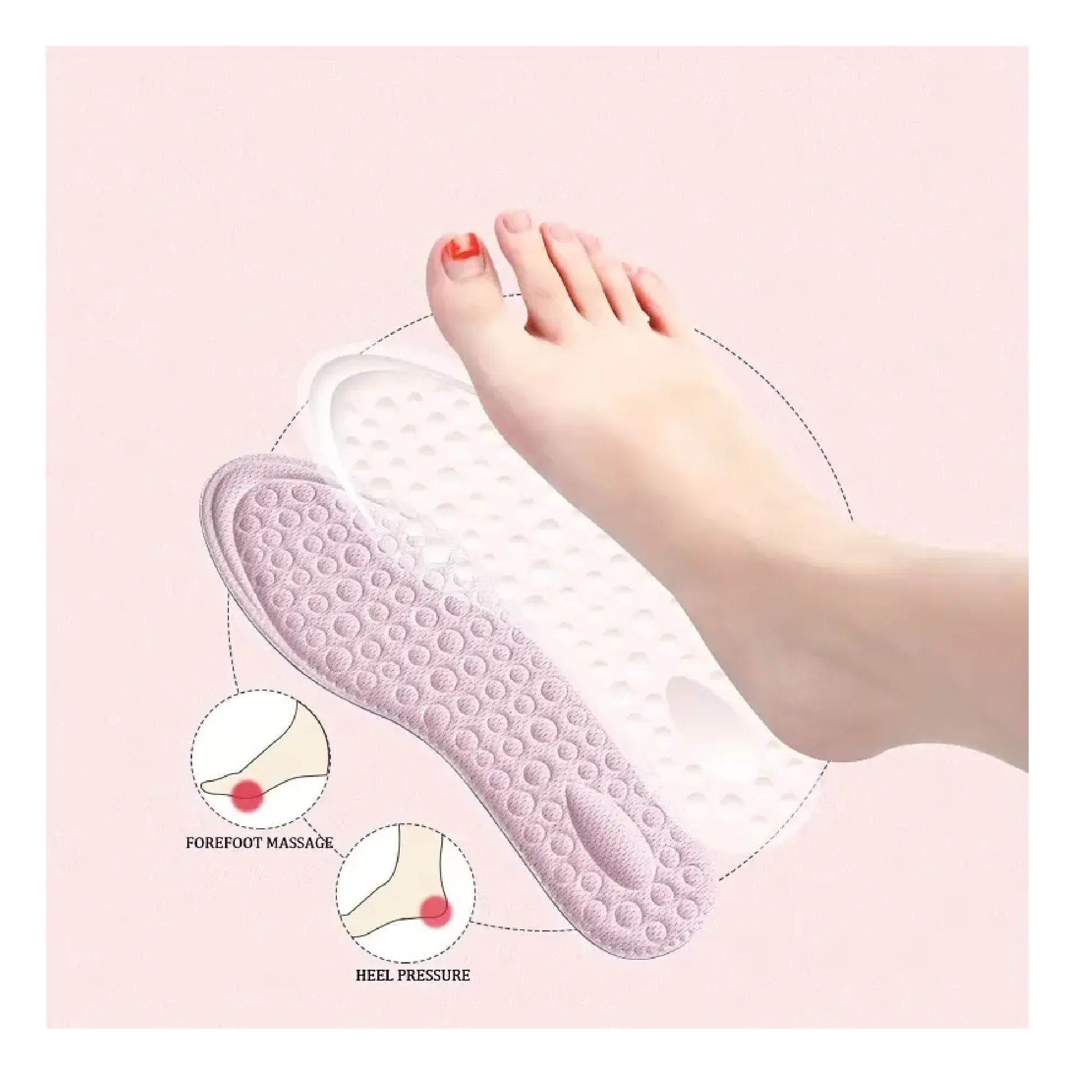 1Pair Massage Insole Memory Foam Breathable Insole Sweat-Absorbing Sponge Elastic Insole For Women