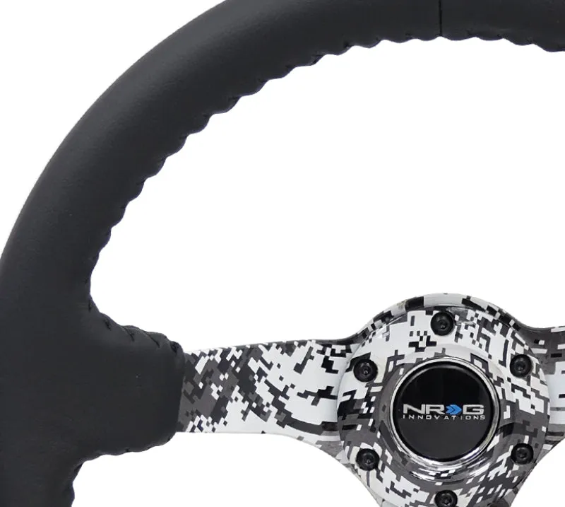 (350mm / 3in. Deep) Blk Leather w/Hydrodipped Digi-Camo Spokes