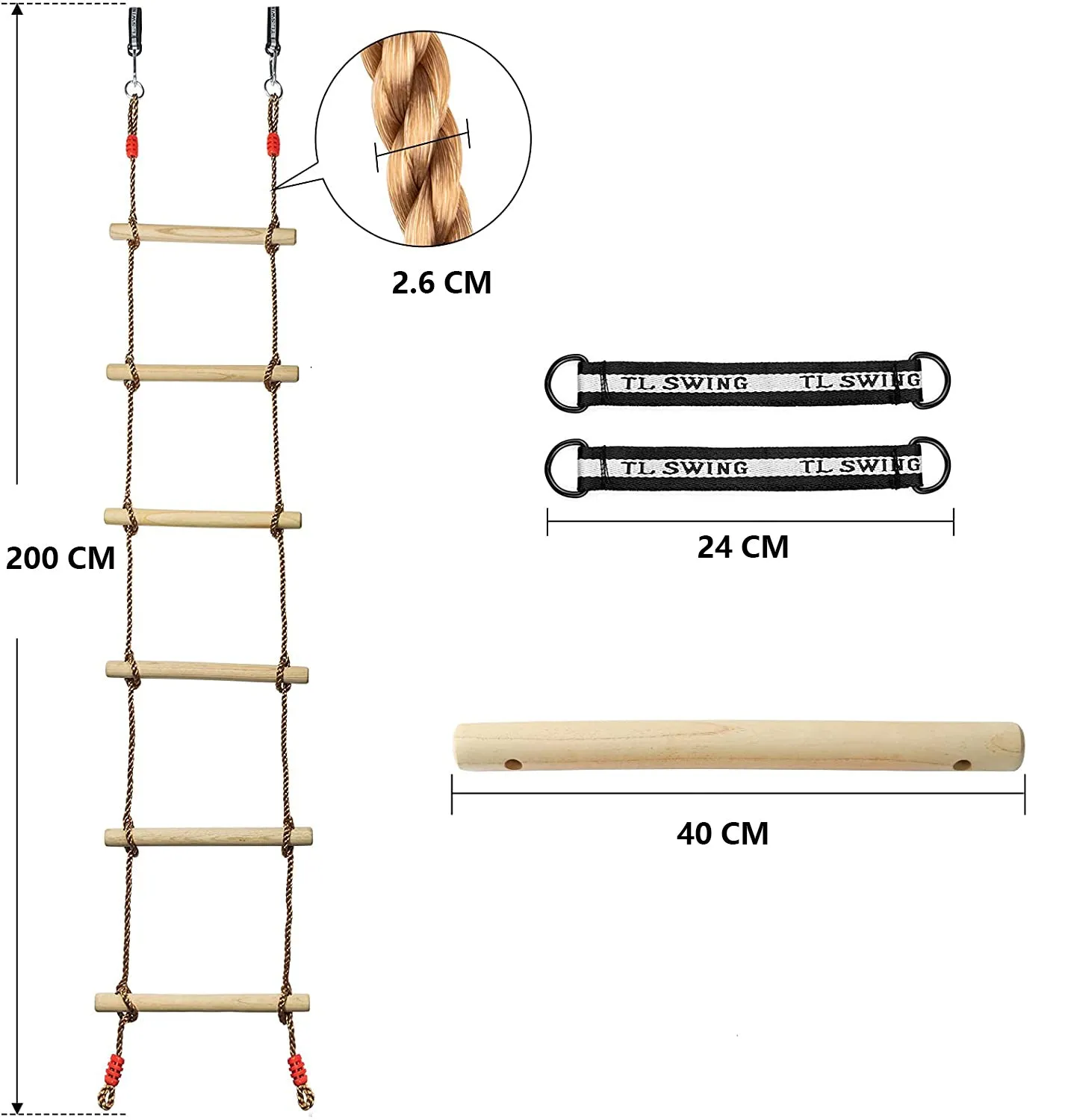 6-Section Climbing Rope Ladder for Kids 200 cm