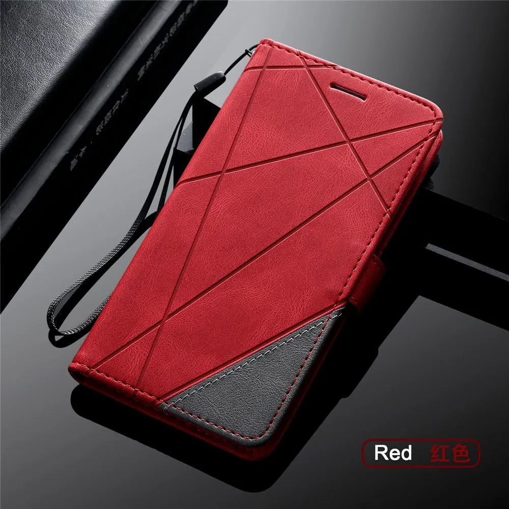 Anymob Huawei Case Red Leather flip Cover Wallet Phone Bag Shell