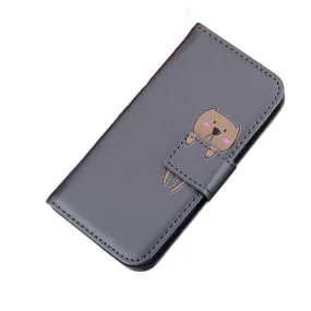 Anymob Huawei Gray Leather Cases Flip Wallet Back Cover Phone Silicone Protection