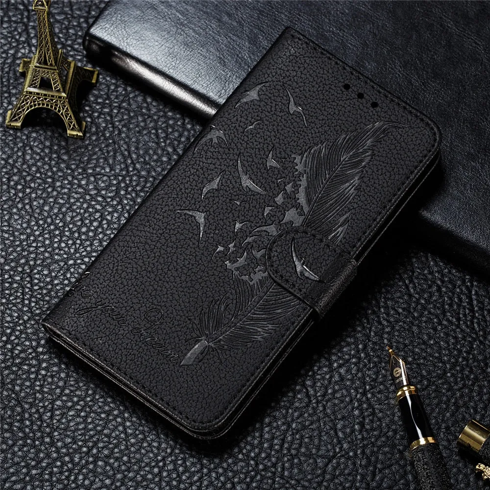 Anymob Huawei Honor Black Leather Cases Flip Wallet Cover Phone Cover Protection