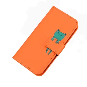 Anymob Huawei Orange Leather Cases Flip Wallet Back Cover Phone Silicone Protection