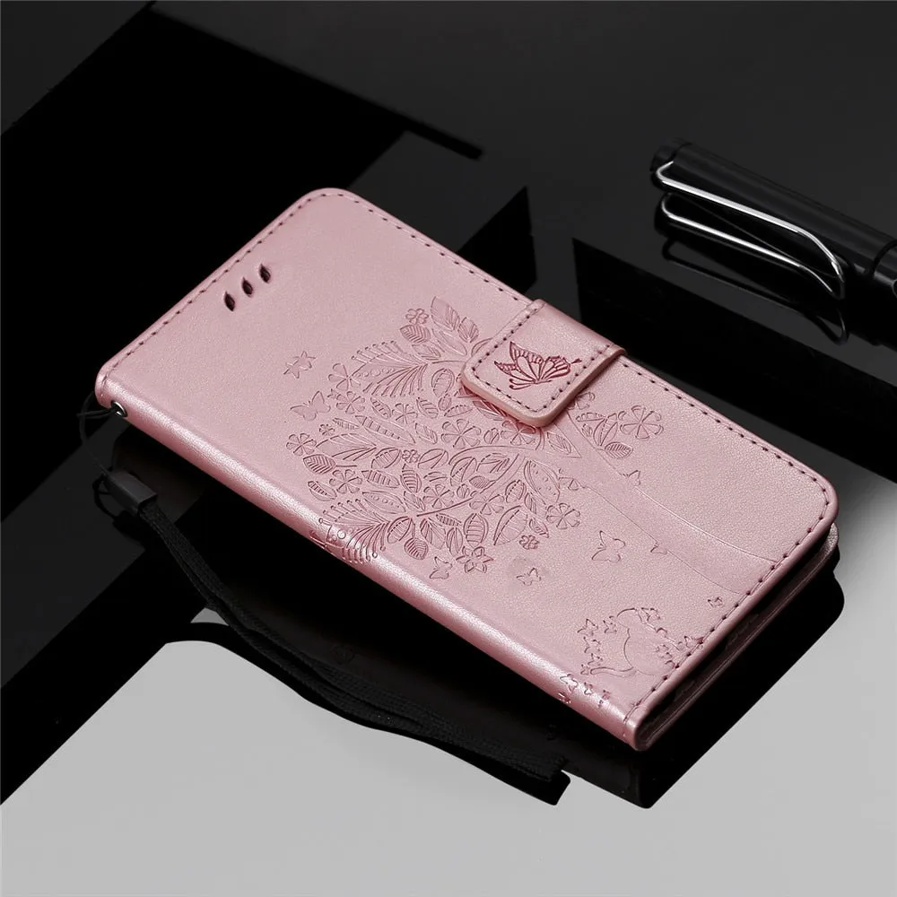 Anymob Huawei Phone Case Blush 3D Tree Flip Leather Wallet Cover