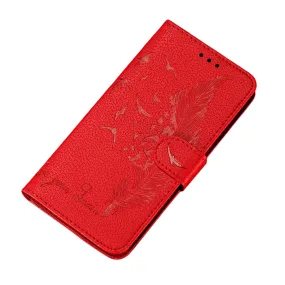 Anymob Huawei Red Leather Phone Case Flip Wallet Cover Shell Protection