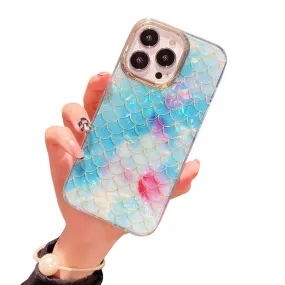 Anymob iPhone Blue Scale Glitter Dream Shell Pattern Case Soft IMD Silicon Shockproof Cover Bumper