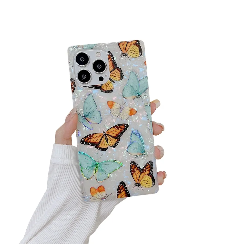 Anymob iPhone Blue Shining Dream Case With Butterfly Shell Phone Cover