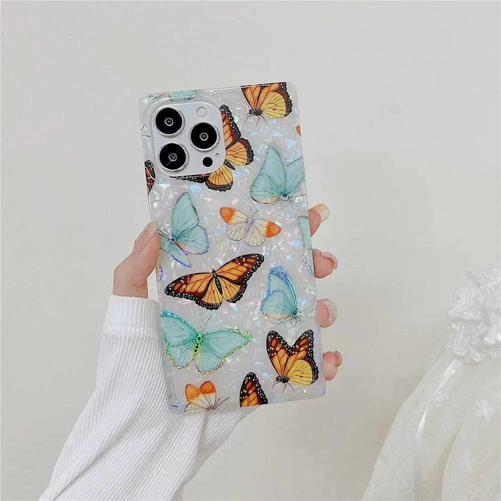 Anymob iPhone Blue Shining Dream Case With Butterfly Shell Phone Cover