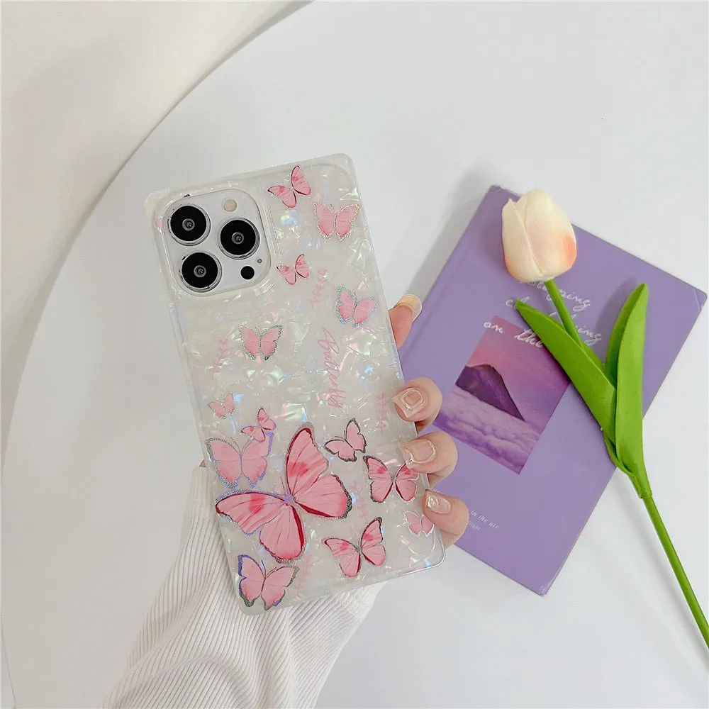 Anymob iPhone Blue Shining Dream Case With Butterfly Shell Phone Cover