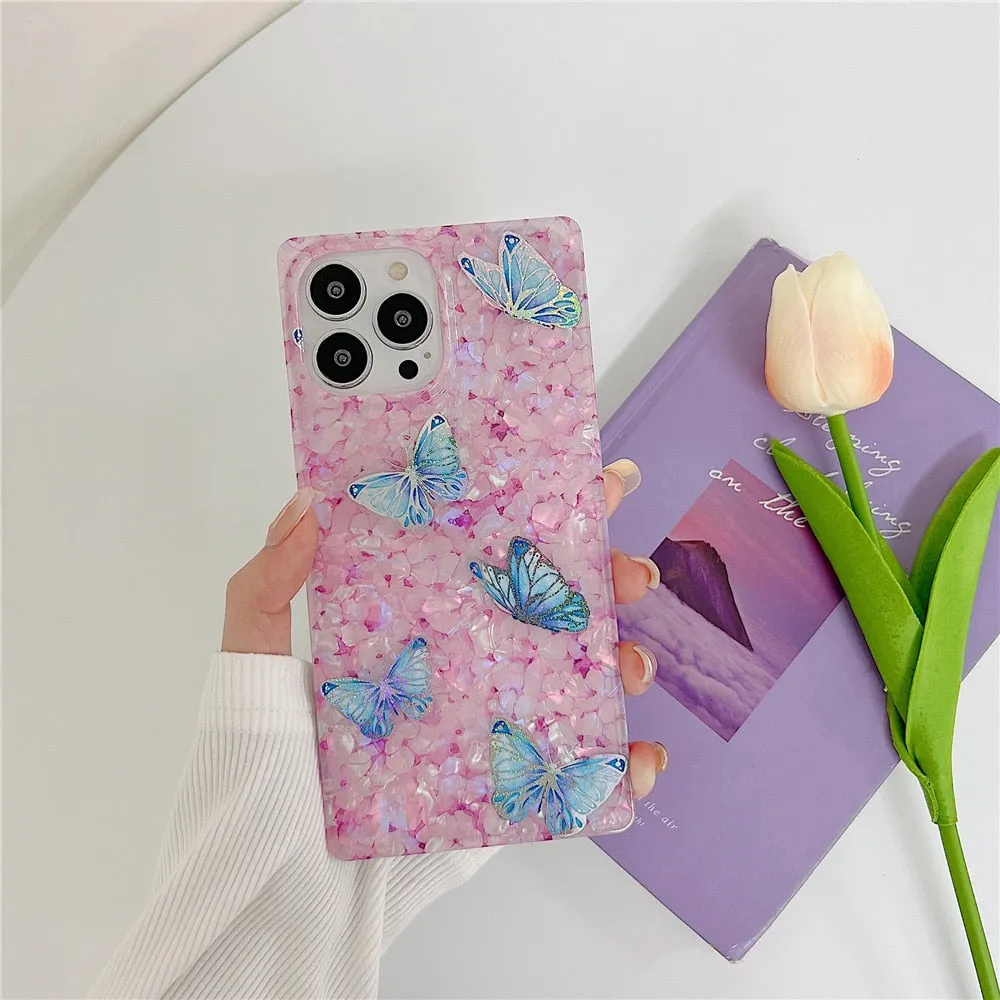 Anymob iPhone Blue Shining Dream Case With Butterfly Shell Phone Cover