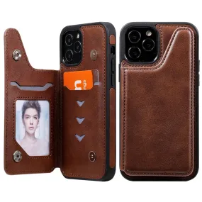 Anymob iPhone Brown Business Flip Case Wallet Leather Shell Cover