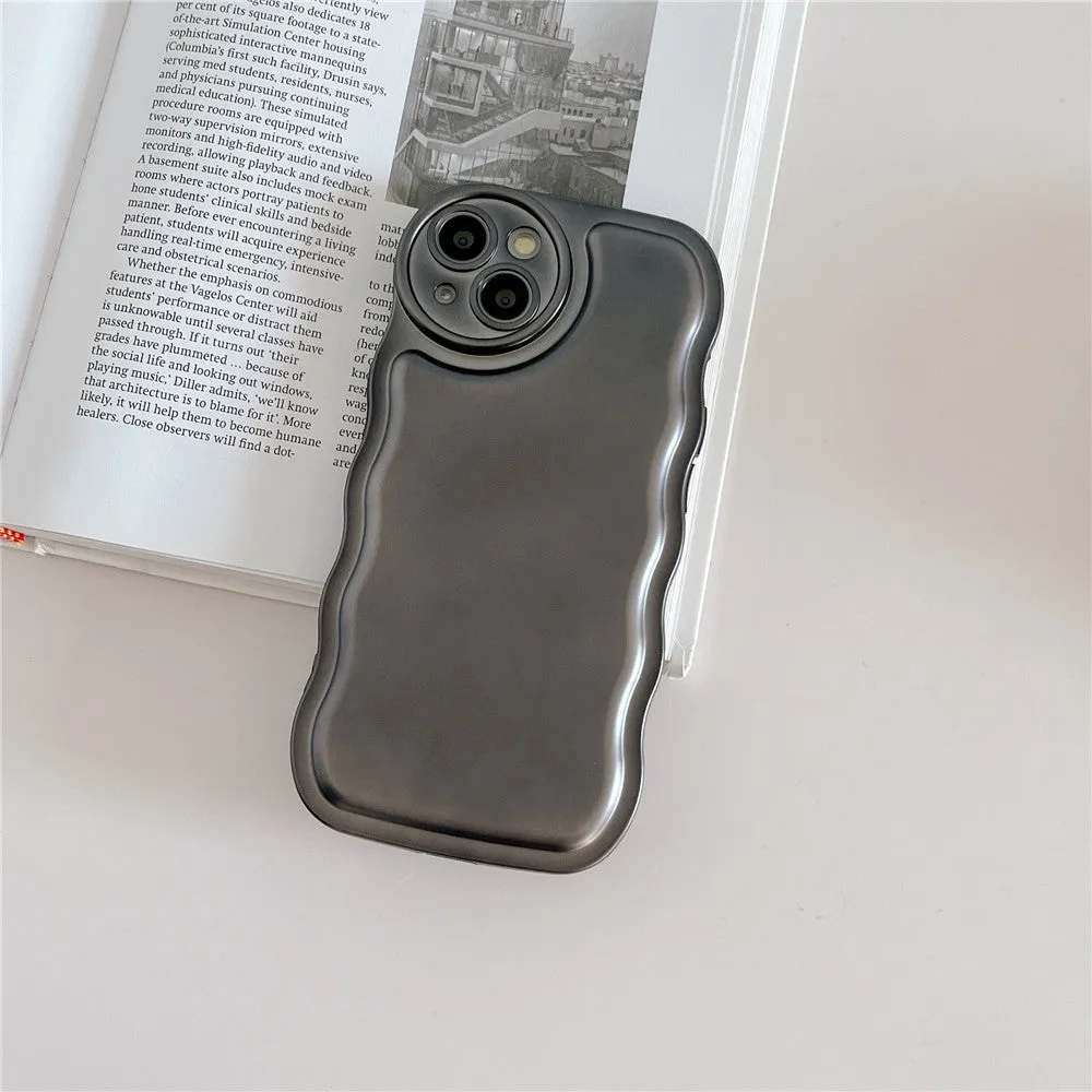 Anymob iPhone Case Black Curly Wave Plating Air Cushion Soft Silicon Shockproof Cover