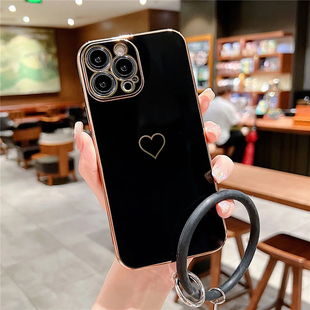 Anymob iPhone Case Black Universal Heart Logo Foldable Holder Phone Cover