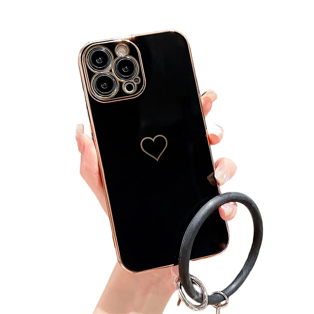 Anymob iPhone Case Black Universal Heart Logo Foldable Holder Phone Cover