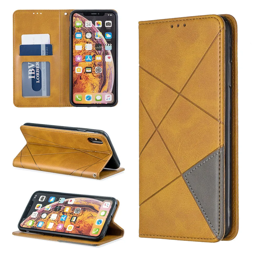 Anymob iPhone Case Khaki Flip Wallet Luxury Vintage Business Leather Magnetic Phone Bag