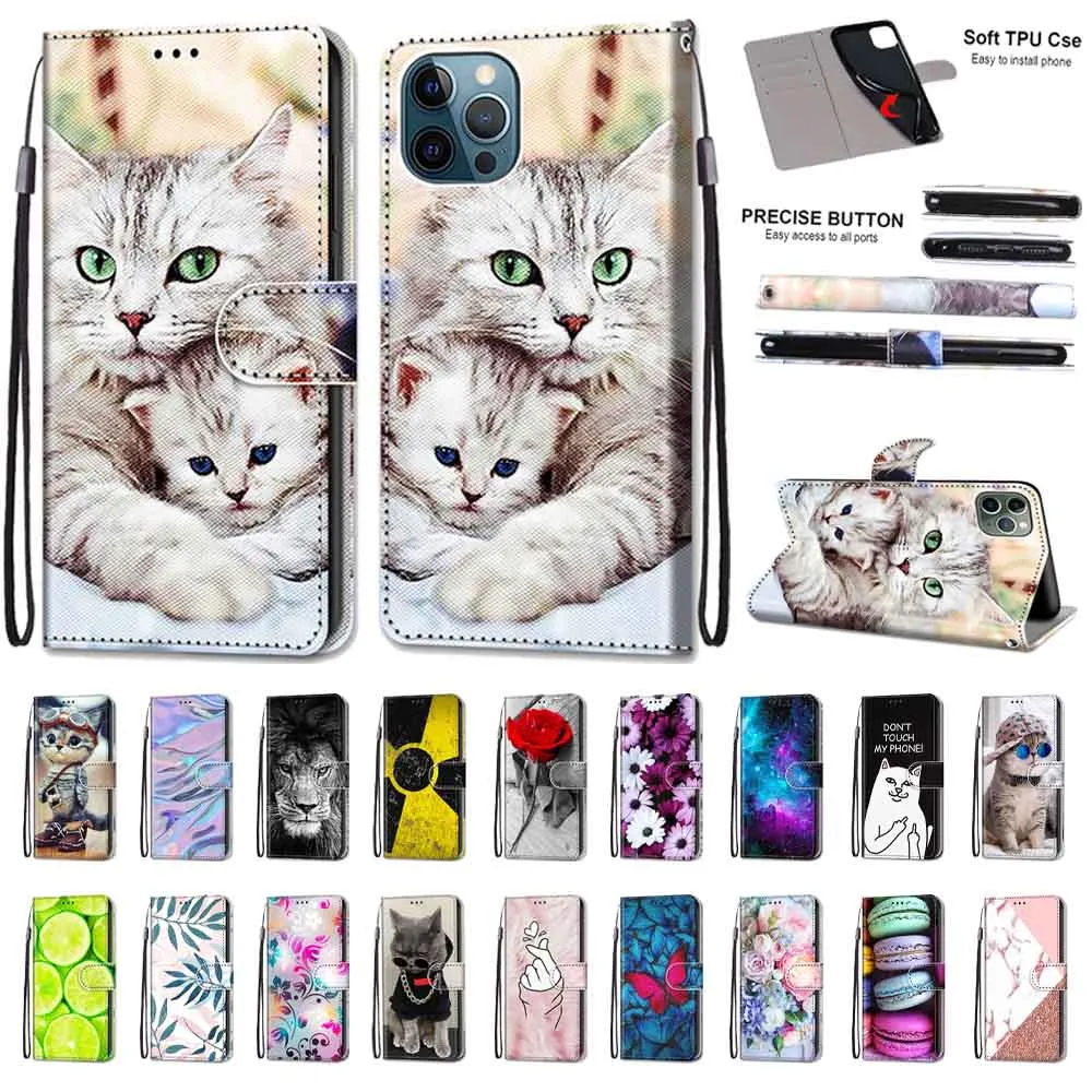 Anymob iPhone Case Lemon Flip Leather Wallet Animal Painting Phone Book Style Cover