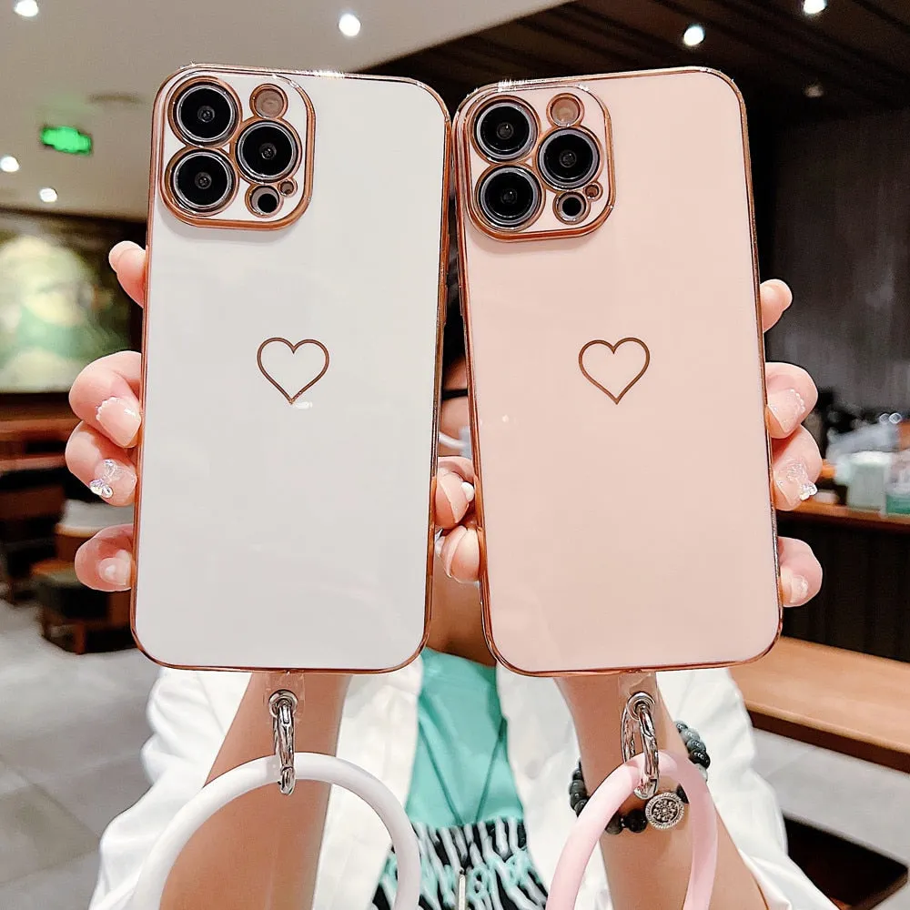 Anymob iPhone Case Peach Universal Heart Logo Foldable Holder Phone Cover