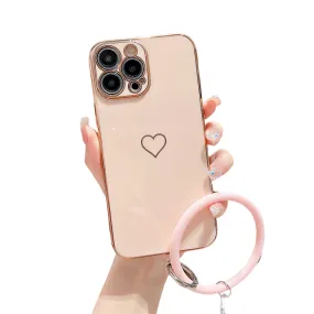 Anymob iPhone Case Peach Universal Heart Logo Foldable Holder Phone Cover