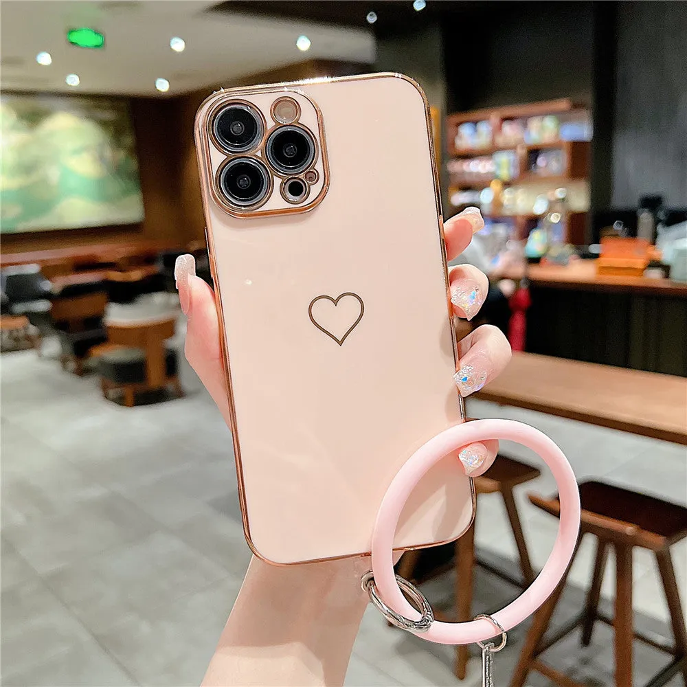 Anymob iPhone Case Peach Universal Heart Logo Foldable Holder Phone Cover