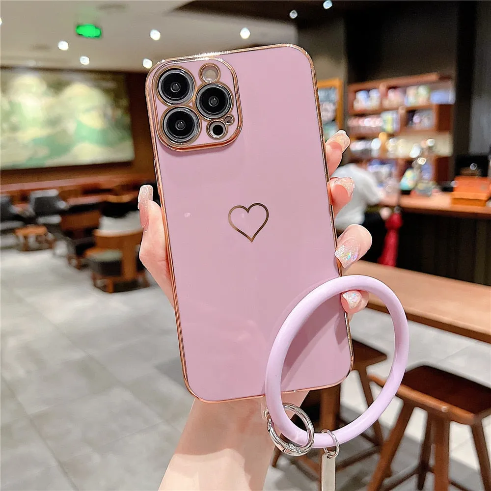 Anymob iPhone Case Peach Universal Heart Logo Foldable Holder Phone Cover