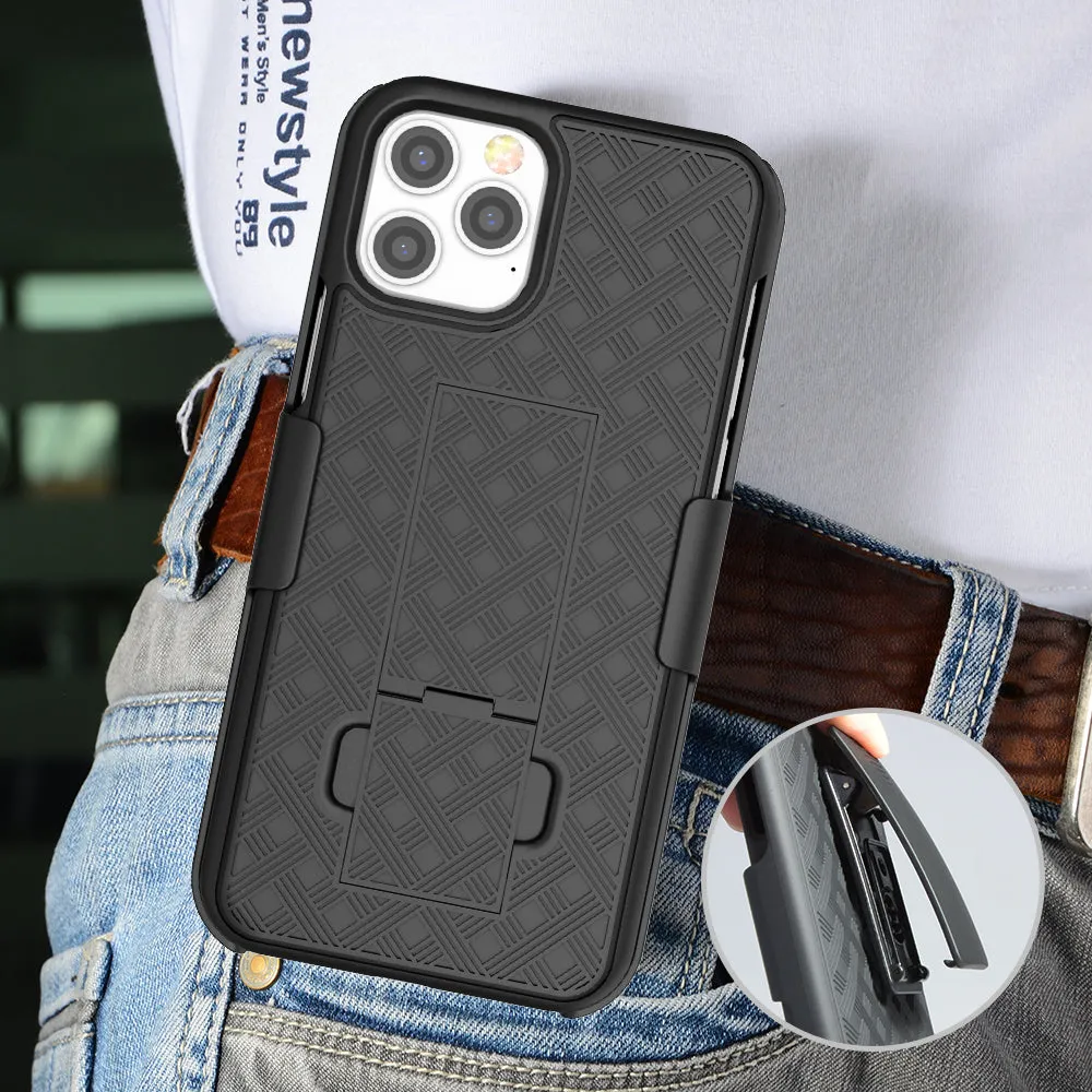 Apple iPhone 12 Case, Rugged Slim Rotating Swivel Lock Holster Shell Combo Clip Cover For iPhone 12