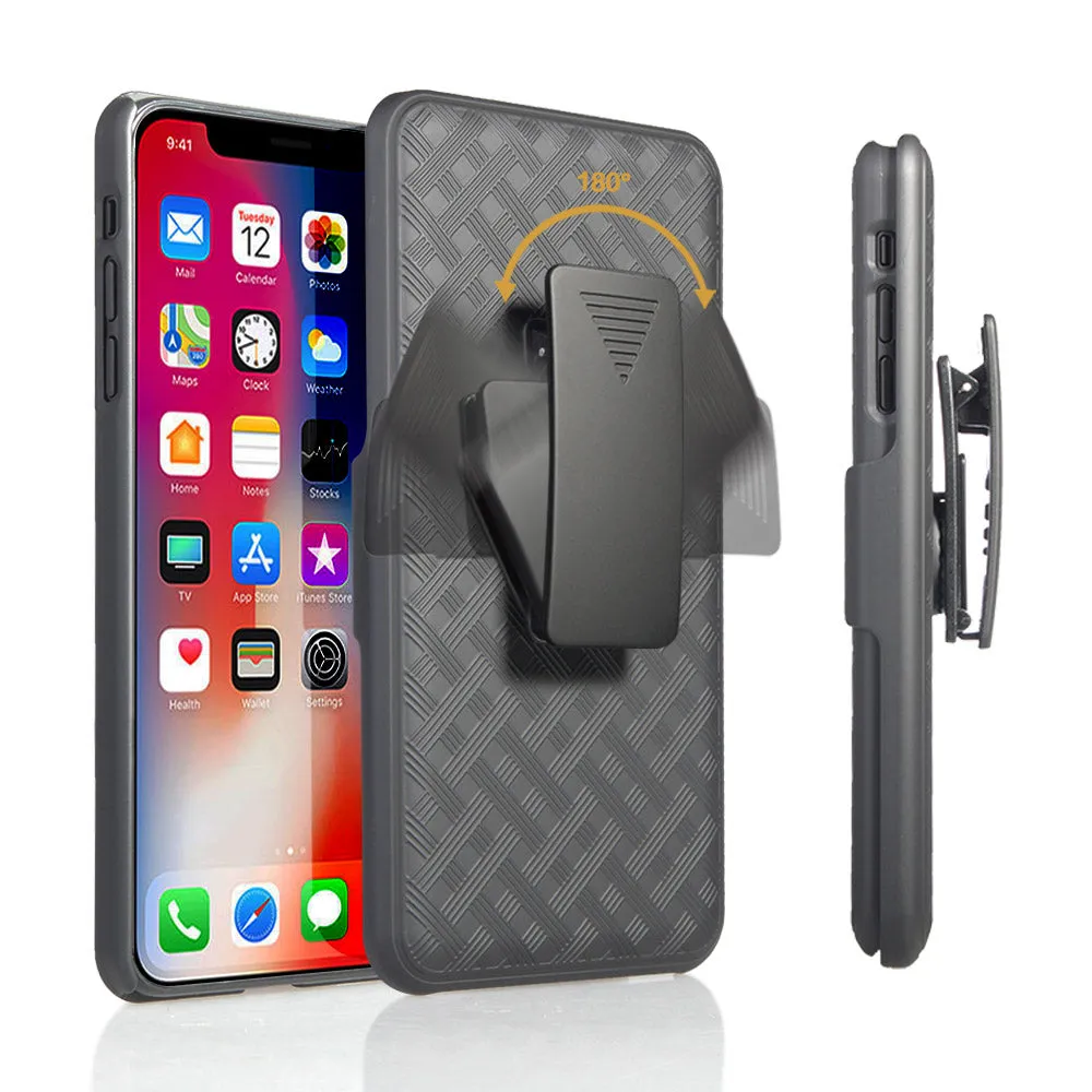 Apple iPhone XS MAX Case, Slim Rotating Swivel Clip Rugged Holster Shell Combo Case Cover for iPhone XSMAX