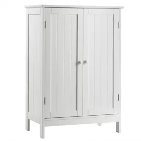 Bathroom Floor Storage Double Door Cupboard Cabinet-White