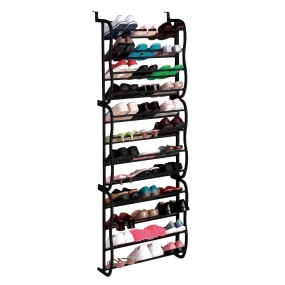 Bluevista 36 pair black Over the Door Shoe Rack Adjustable Less Space Occupied black colored, Plastic | Wall hung