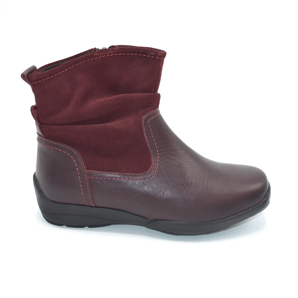 DB Foxton Ladies Wider Fit Ankle Boot -(6E Fitting) -Burgundy