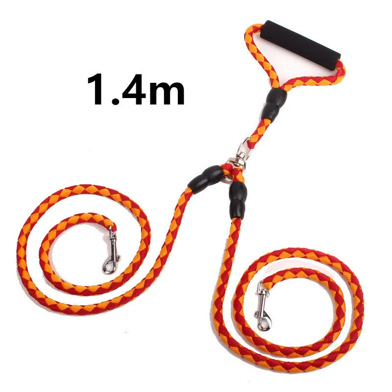 Double-Ended Traction Rope For Walking Dog  Two Leash Pet Supplies for Dog Collar