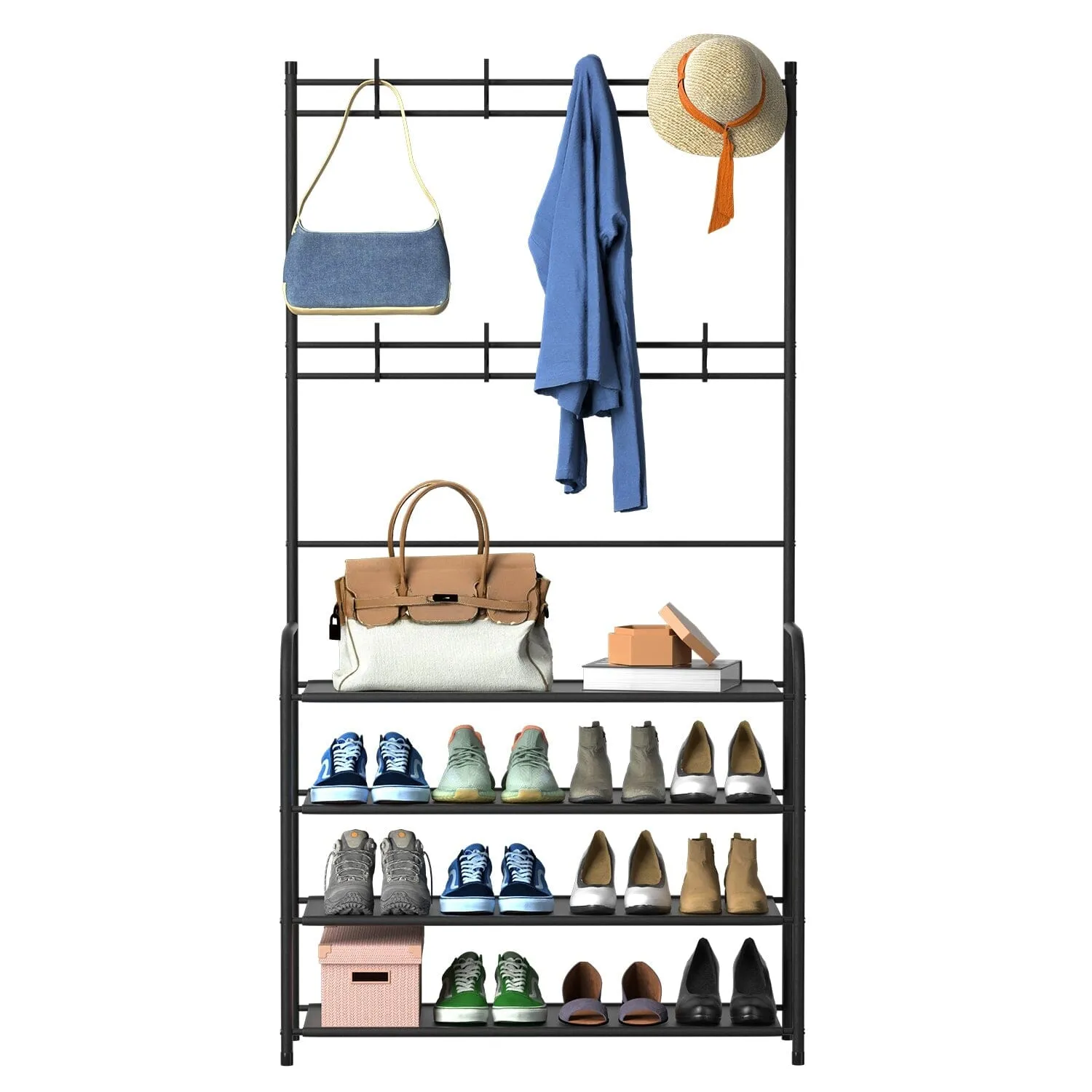 Entryway Coat Hat Rack Shoe Storage Shelf