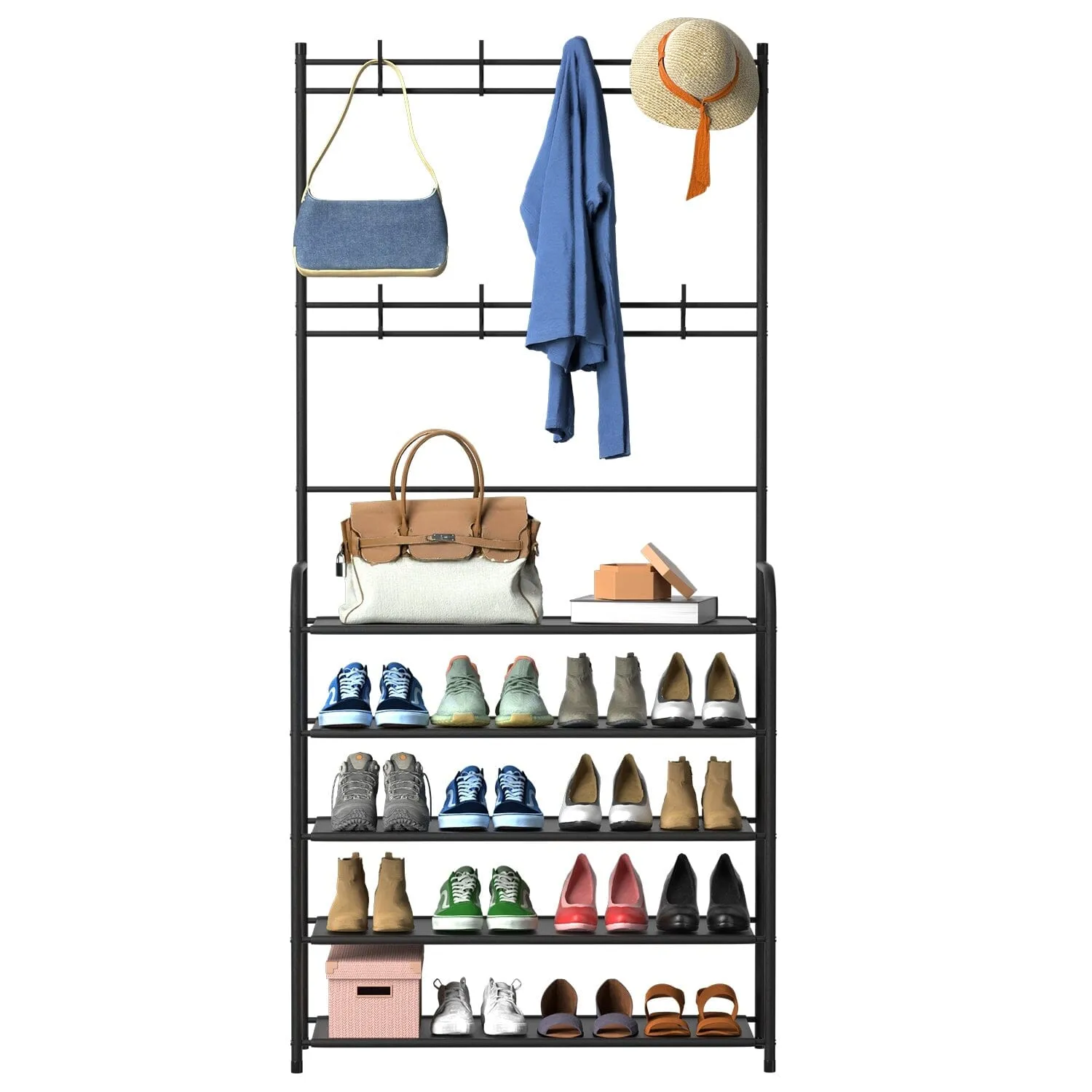 Entryway Coat Hat Rack Shoe Storage Shelf