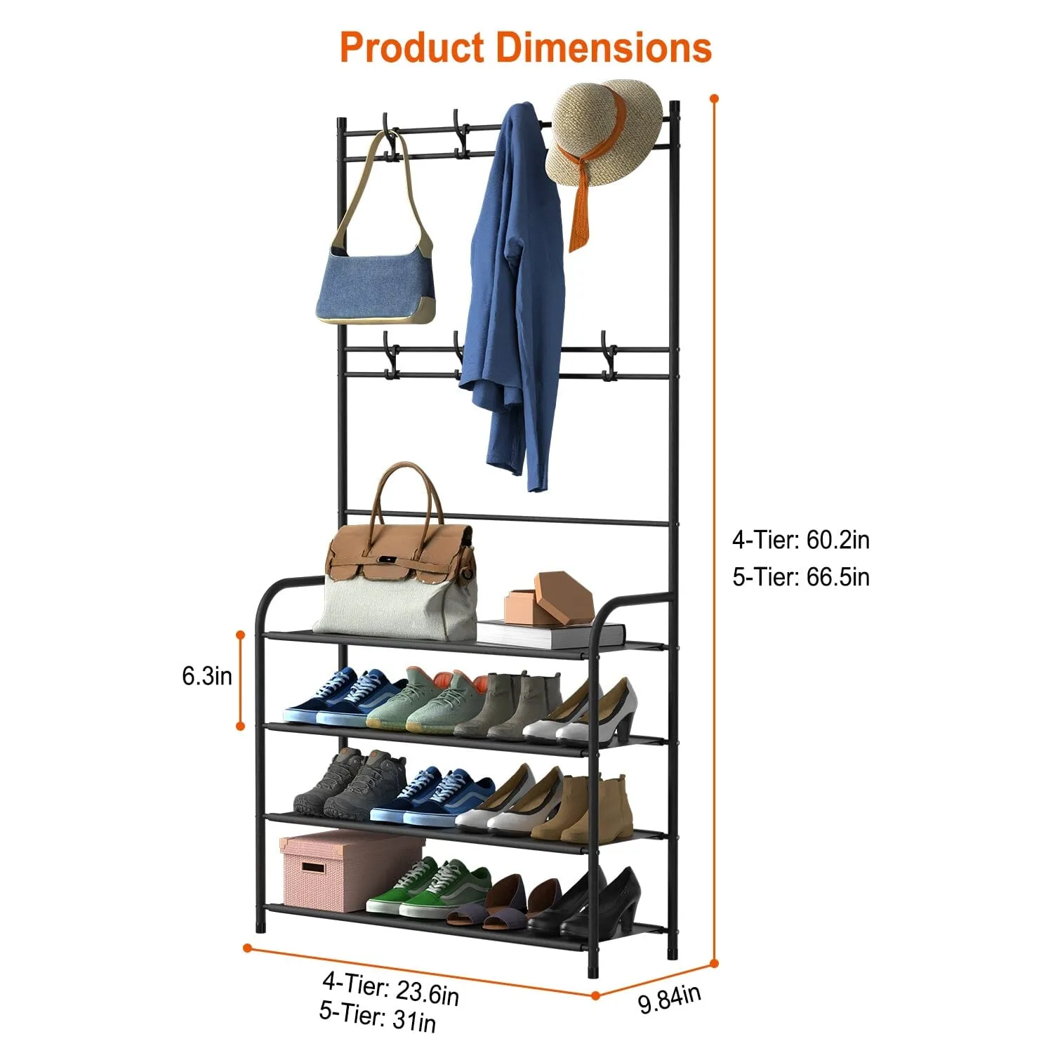 Entryway Coat Hat Rack Shoe Storage Shelf