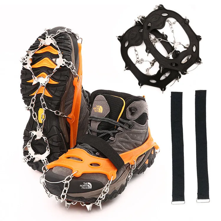 Factory Supplied Outdoor Snow Climbing Tpe Material 19 Tooth Stainless Steel Anti-skid Shoes