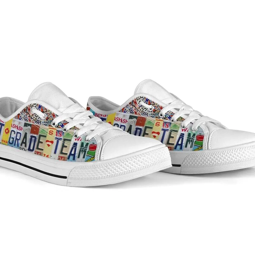 First Grade Team License Plates Low Top Shoes, Teacher Shoes, Low Top Sneakers