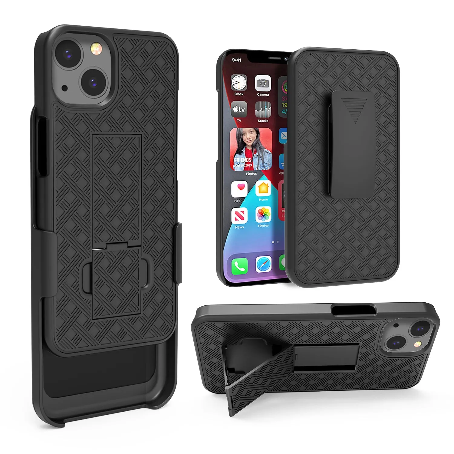 For Apple iPhone 13 Case, Rugged Slim Rotating Swivel Lock Holster Shell Combo Clip Cover For iPhone 13