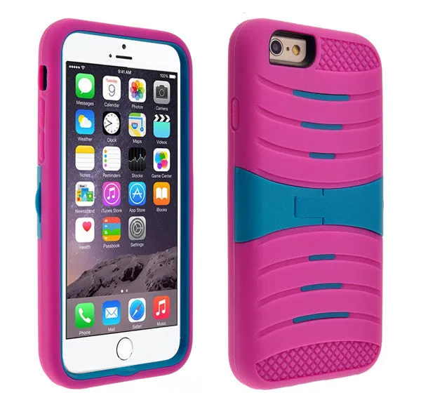 For Apple iPhone 6s / 6 Case, Dual Layer Full Body Coverage Case with Built-in Kickstand for Apple iPhone 6s / 6 - Hot Pink