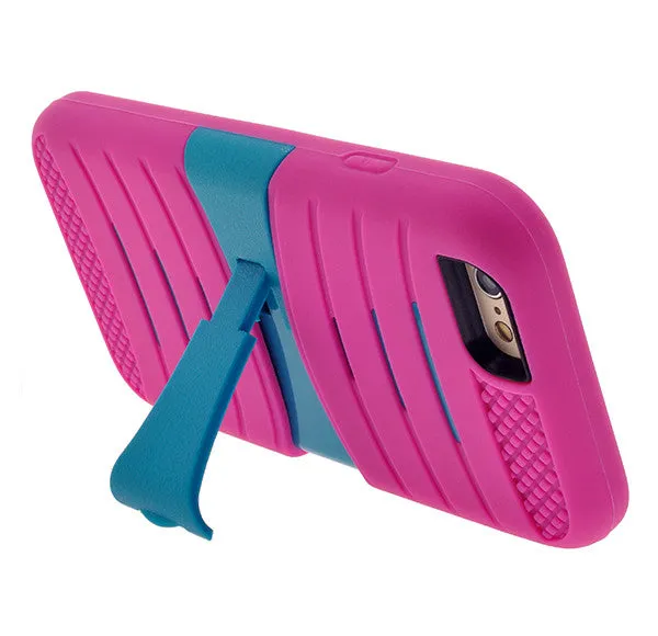 For Apple iPhone 6s / 6 Case, Dual Layer Full Body Coverage Case with Built-in Kickstand for Apple iPhone 6s / 6 - Hot Pink