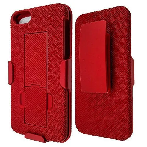 For iPhone SE Case, Iphone 5/5S Case, Rugged Slim Rotating Swivel Lock Holster Shell Combo Case for Apple iPhone SE/5S/5 - Red