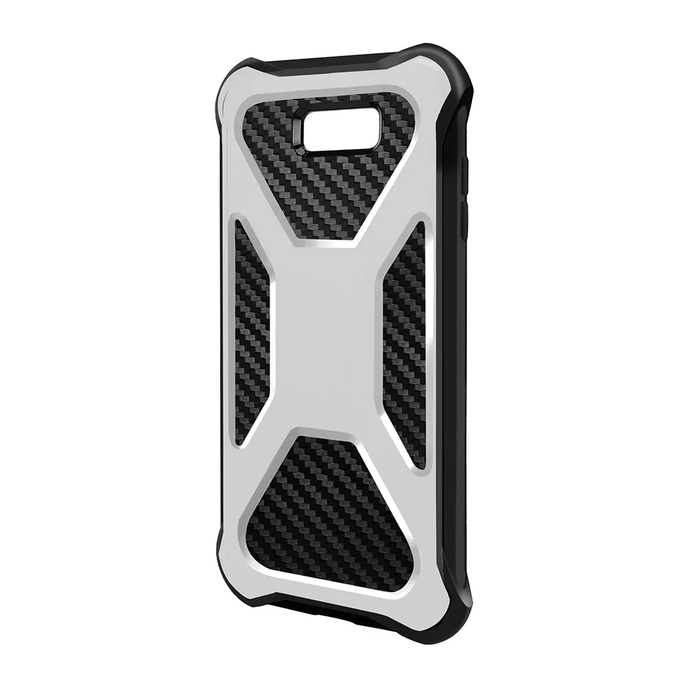 Galaxy J3 Emerge Case, Rugged Slim Rotating Swivel Lock Carbon Fiber Combo Case for Galaxy J3 Emerge - White