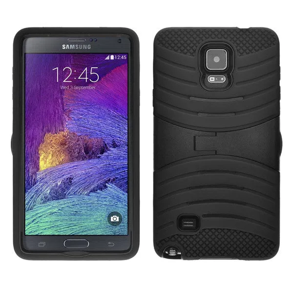 Galaxy Note 4 Case, Dual Layer Full Body Coverage Case with Built-in Kickstand for Samsung Galaxy Note 4 - Black