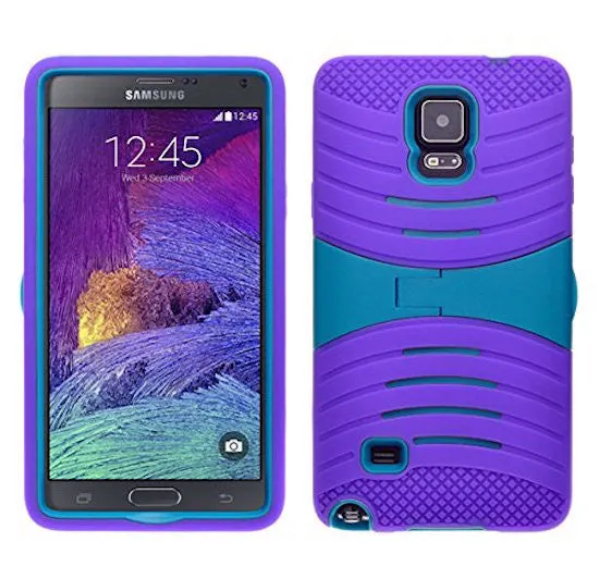 Galaxy Note 4 Case, Dual Layer Full Body Coverage Case with Built-in Kickstand for Samsung Galaxy Note 4 - Purple