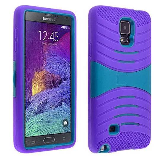 Galaxy Note 4 Case, Dual Layer Full Body Coverage Case with Built-in Kickstand for Samsung Galaxy Note 4 - Purple