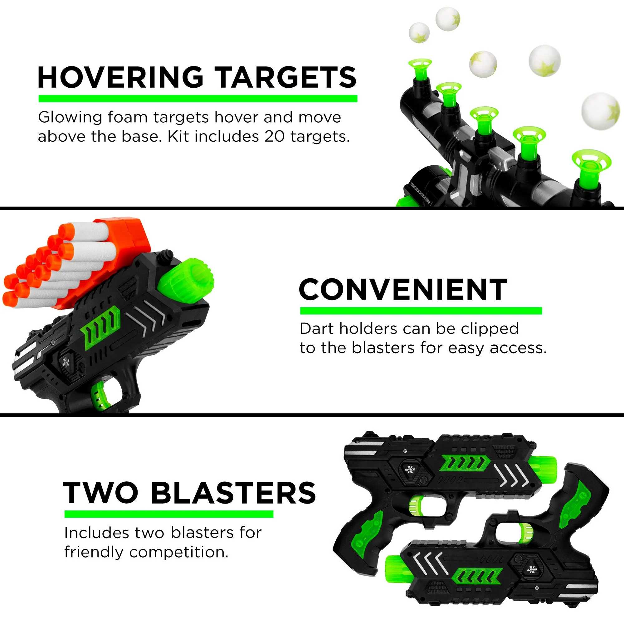 Glow-in-the-Dark Floating Target & Blaster Set w/ 24 Darts, 20 Targets