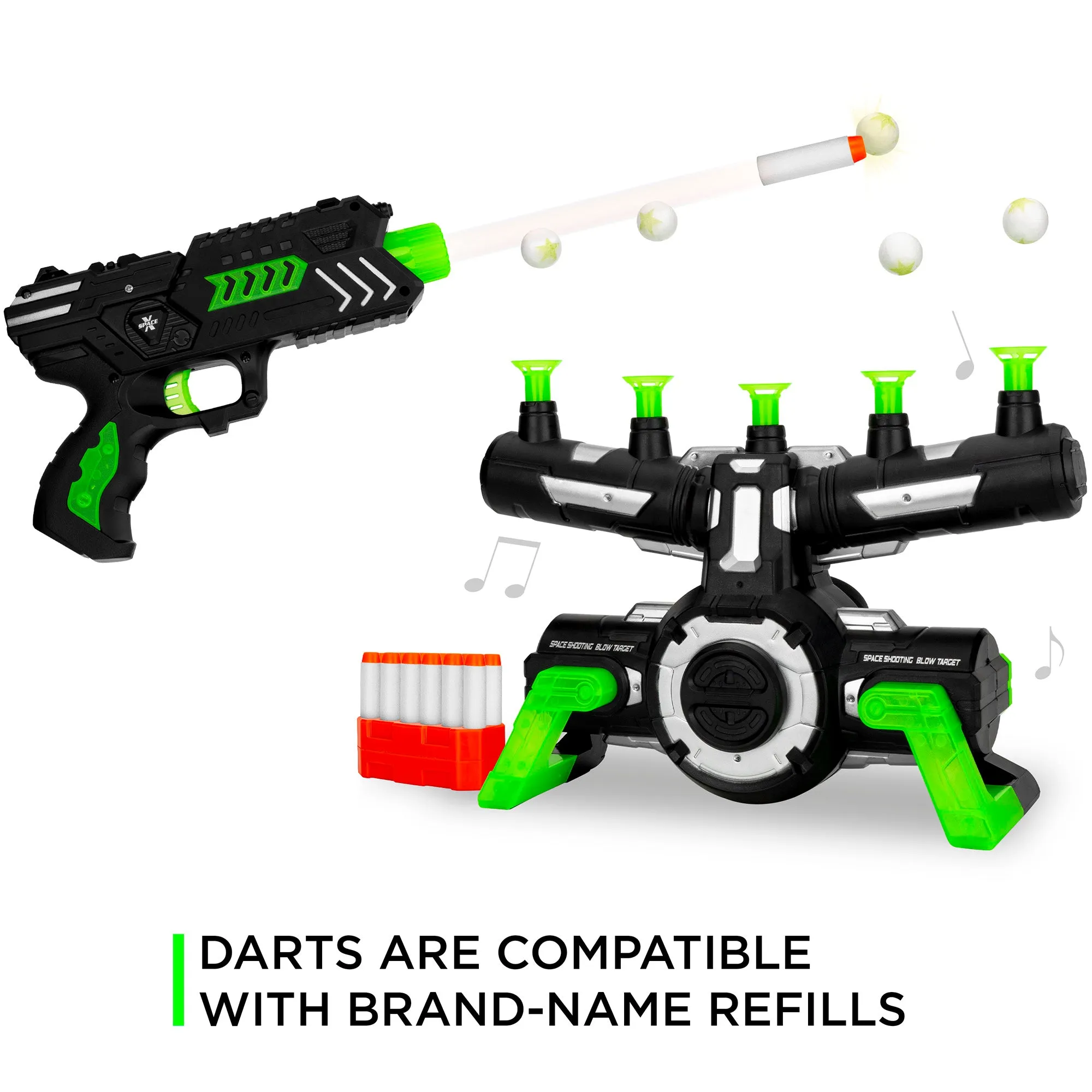 Glow-in-the-Dark Floating Target & Blaster Set w/ 24 Darts, 20 Targets