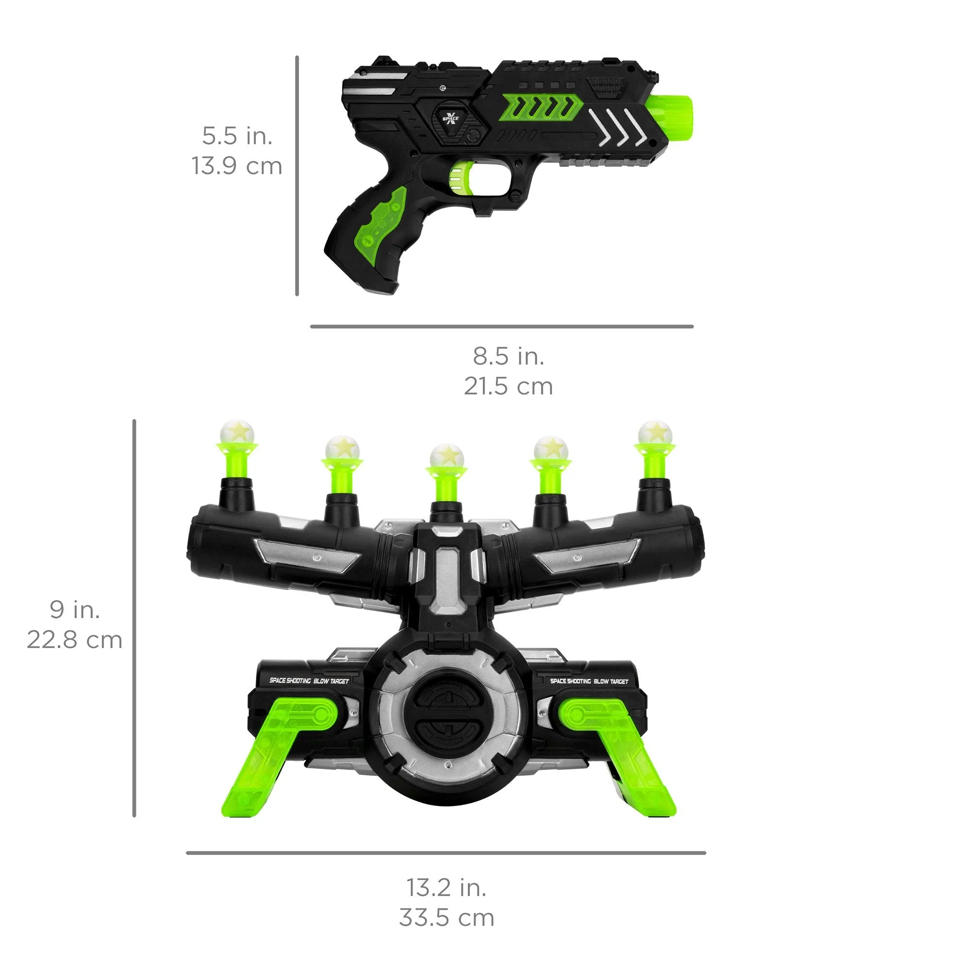 Glow-in-the-Dark Foam Dart Blasters & Target Set w/ 24 Darts, 2 Blasters