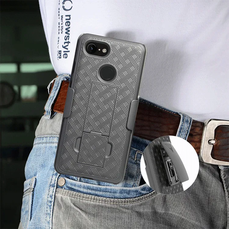 Google Pixel 3 Case, Slim Rotating Swivel Clip Rugged Holster Shell Combo Belt Clip Cover