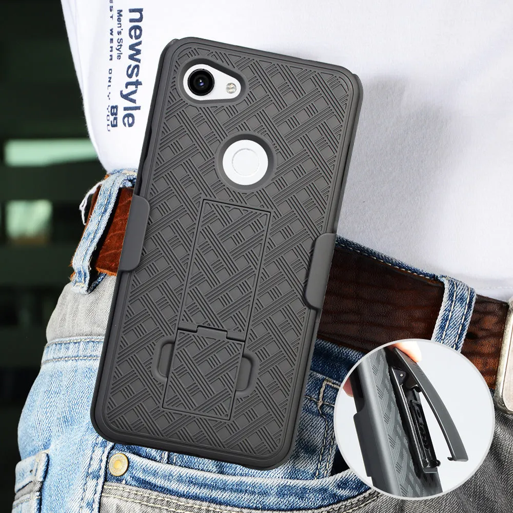 Google Pixel 3a XL Case, Pixel 3a XL Case, Rugged Slim Rotating Swivel Lock Holster Shell Combo Case for Pixel 3a XL