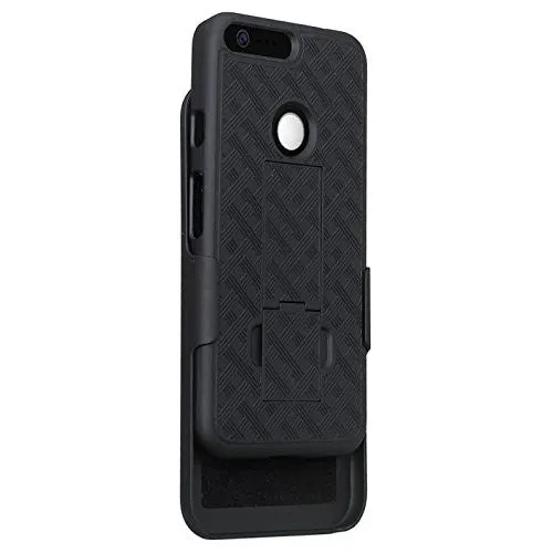 Google Pixel Case,  Slim Rugged Rotating Swivel Holster Shell Combo Case for Google Pixel - Black