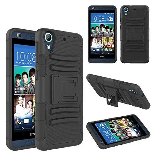 HTC Desire 626 Case, Hybrid Dual Layer Armor[Shock/Impact Resistant] Case Cover with Built-in Kickstand for HTC Desire 626 - Black